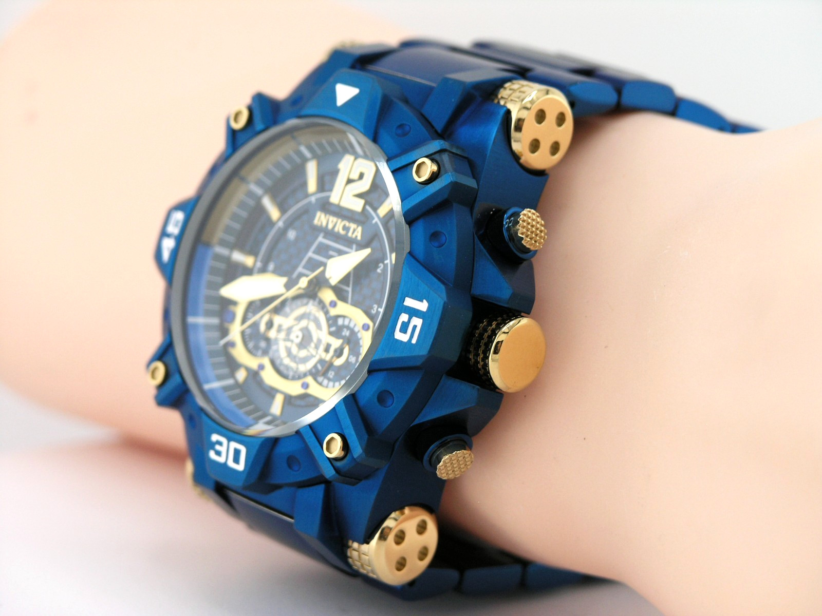 NEW INVICTA 40174 AVIATOR CHRONOGRAPH BLUE CARBON FIBER DIAL STEEL QUARTZ 52MM
