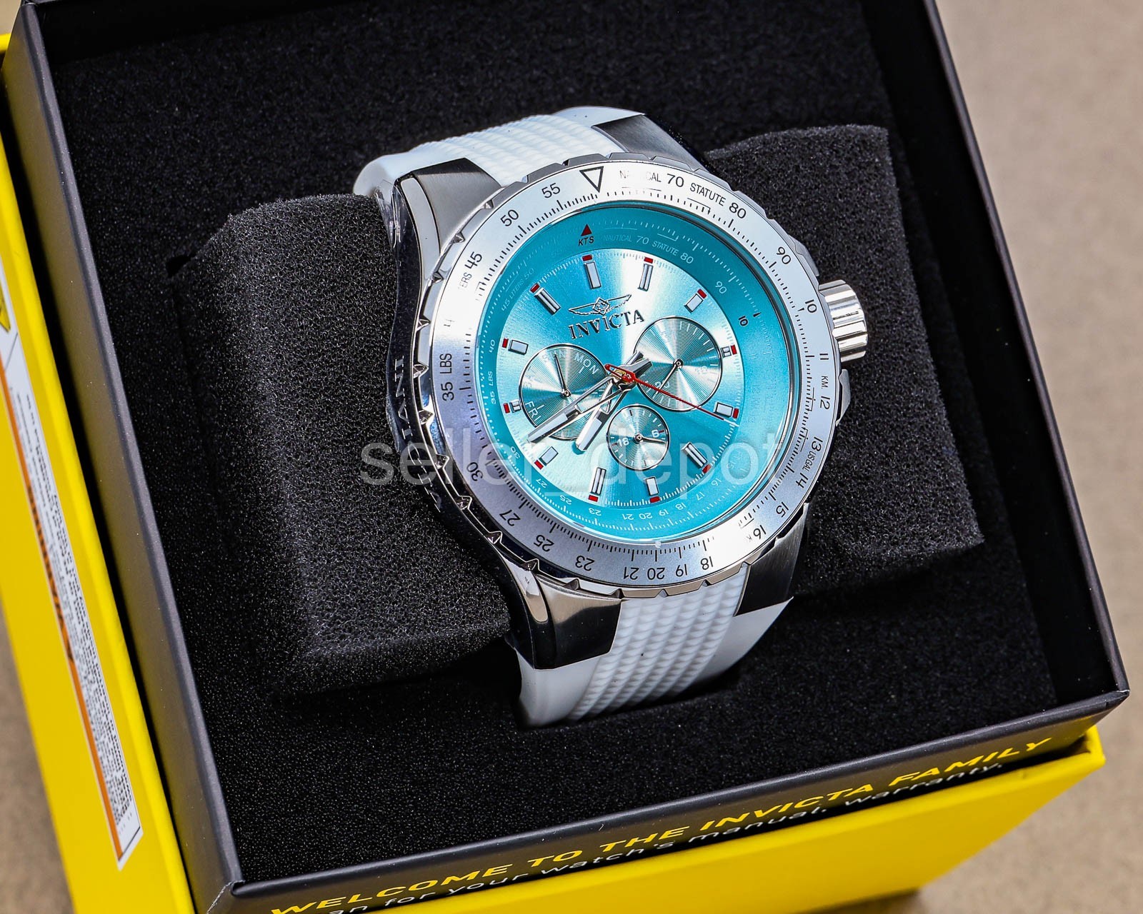 Invicta Aviator Skyshock NEW Men’s Watch – 50mm White Band Light Blue face 50960