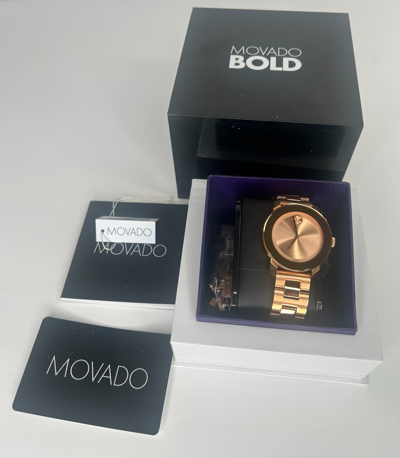 Movado Bold Rose Gold Ion-Plated Stainless Steel 36 mm Watch Box Set 3600342