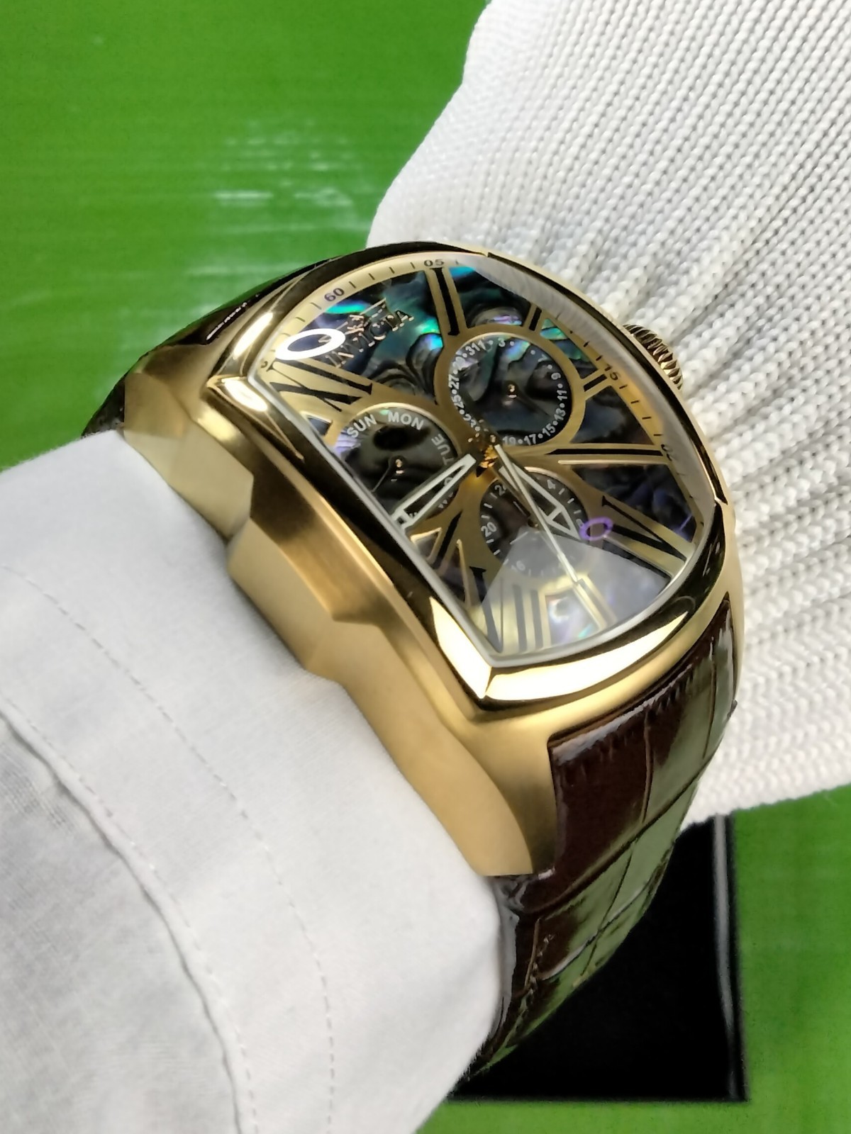 Invicta Lupah Men’s Multi-Function Watch Abalone Dial 46.8 mm, Gold, Brown 35193