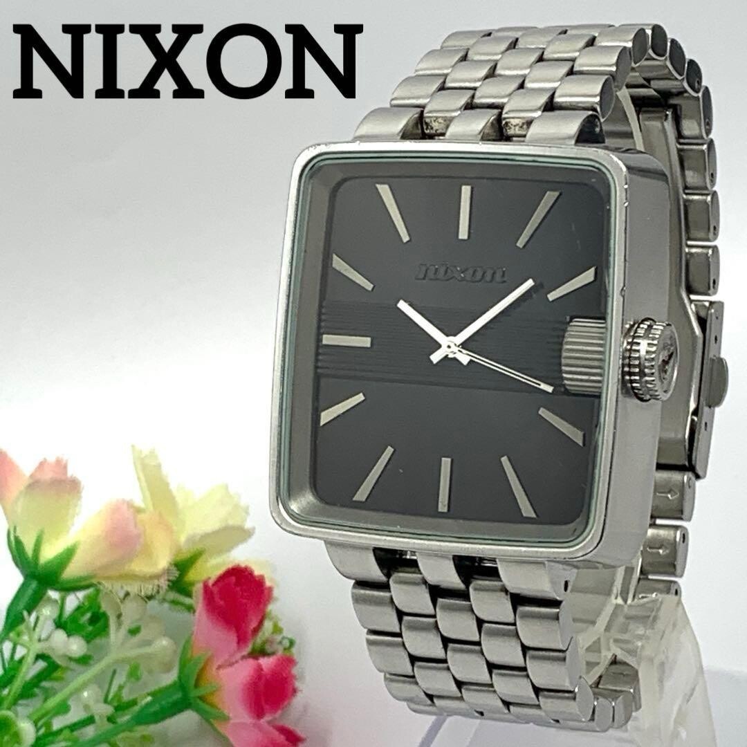 NIXON Authentic The Sultan Mens Quartz Vintage Black Silver Wrist Watch 42mm