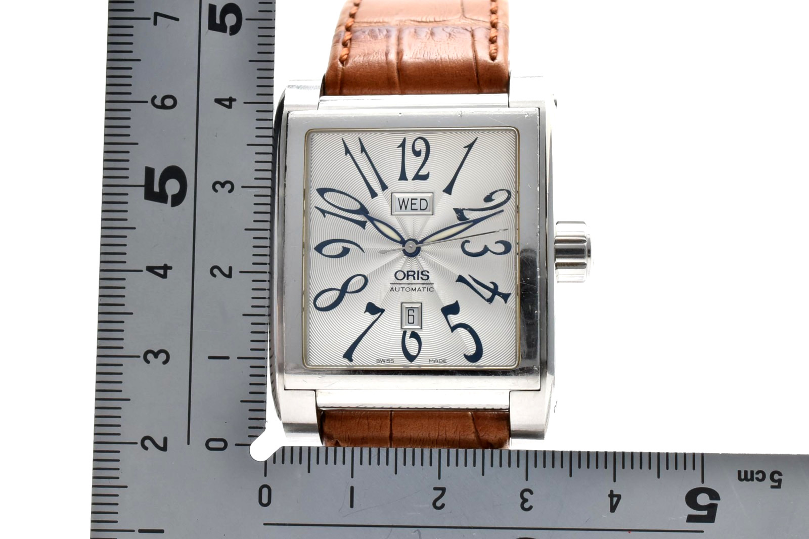 [Near MINT] ORIS Miles 7538 Rectangular Day/Date White Dial At Men’s Watch