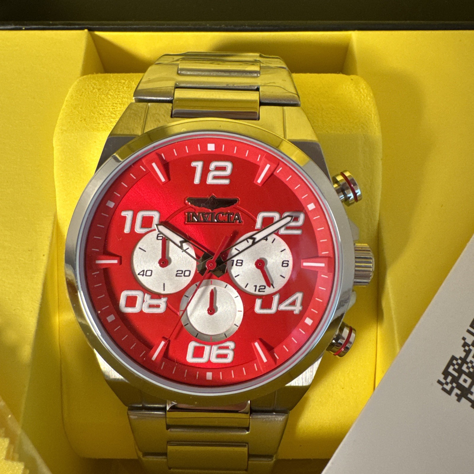 Invicta Speedway Verve 50426 Men’s 44mm Watch Red Dial Silver Stainless Steel