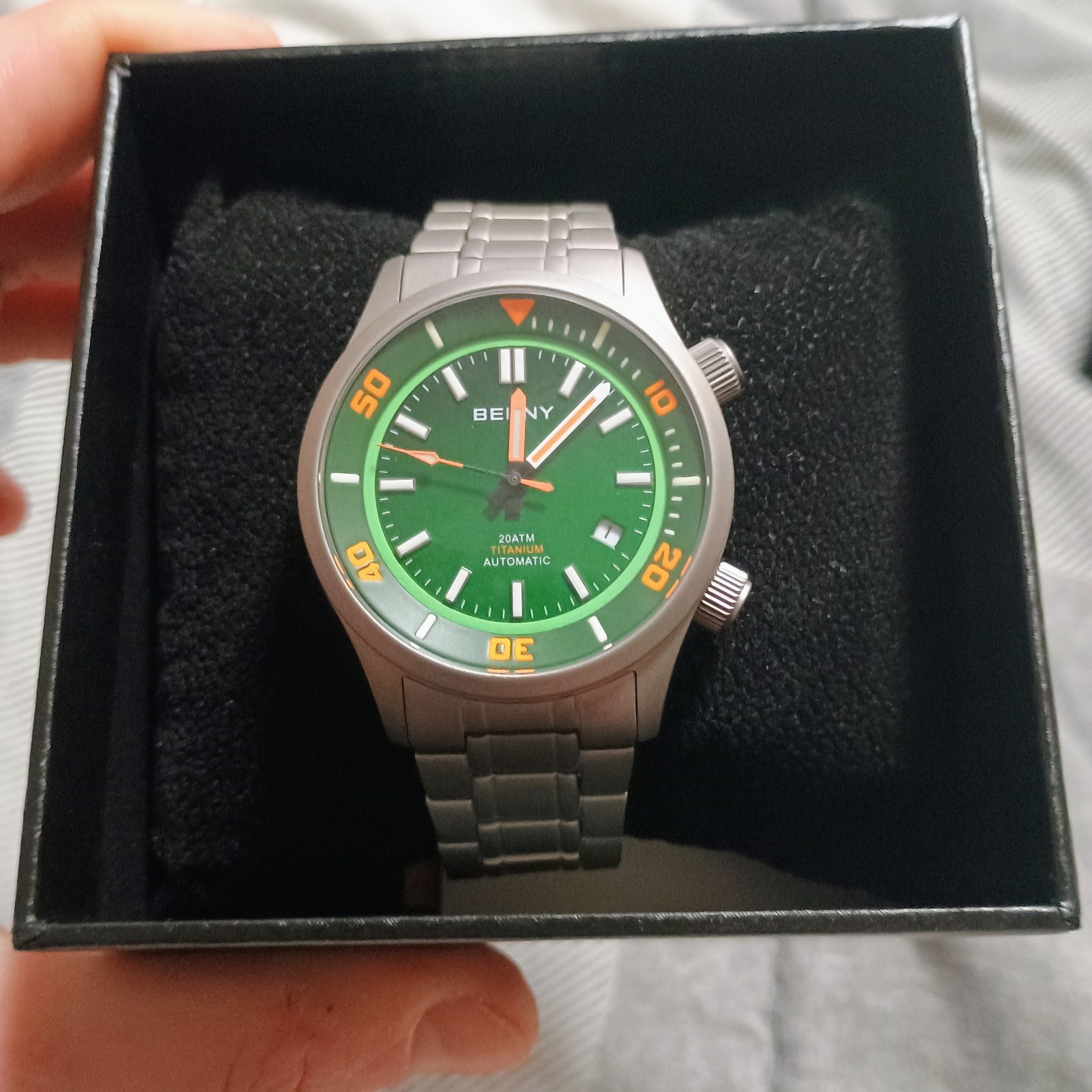 Berny Mens Automatic Mechanical Titanium Watch With Titanium Strap