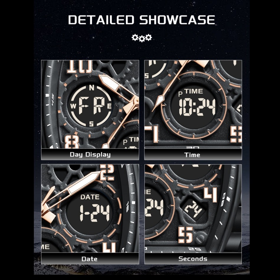 Men Watch Quartz Rectangle Date Chronograph Waterproof Male Sports Wristwatch