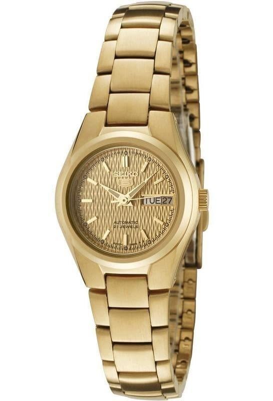 SEIKO 5 SYMC18K1 Women’s Automatic Gold Dial Gold Tone Stainless Steel Watch