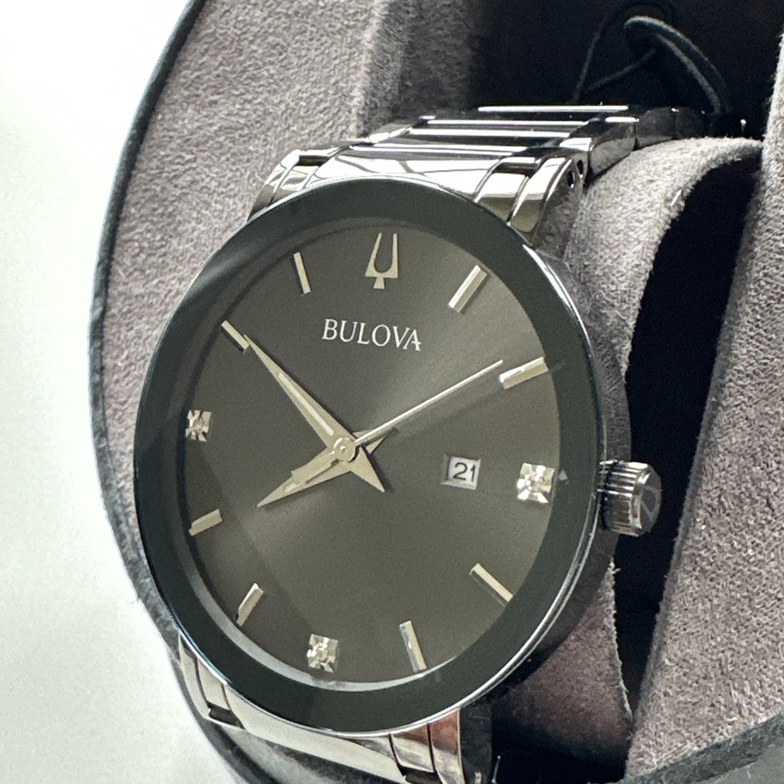 Bulova Millennia Men’s Quartz Diamond Accent Calendar Watch 42mm 98D158