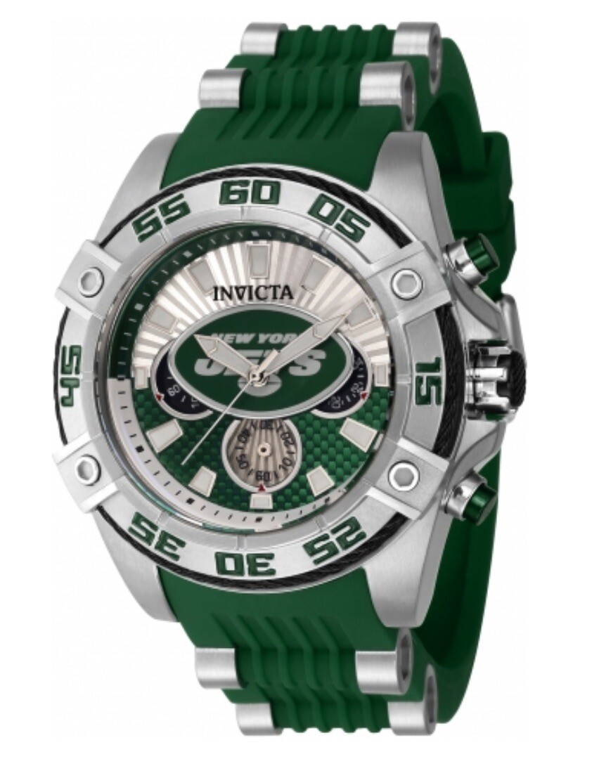 Invicta 43.5mm NFL New York Jets Quartz Watch Stainless Steel #42005
