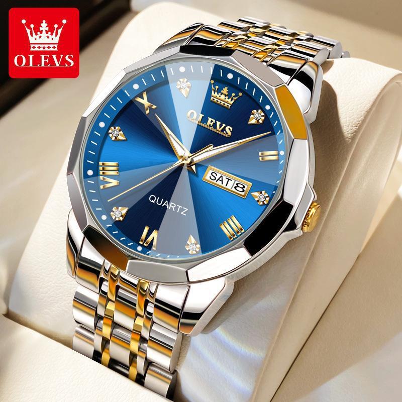 OLEVS Luxury Men’s Quartz Watch Business 3 Bar Luminous Date Stainless Steel