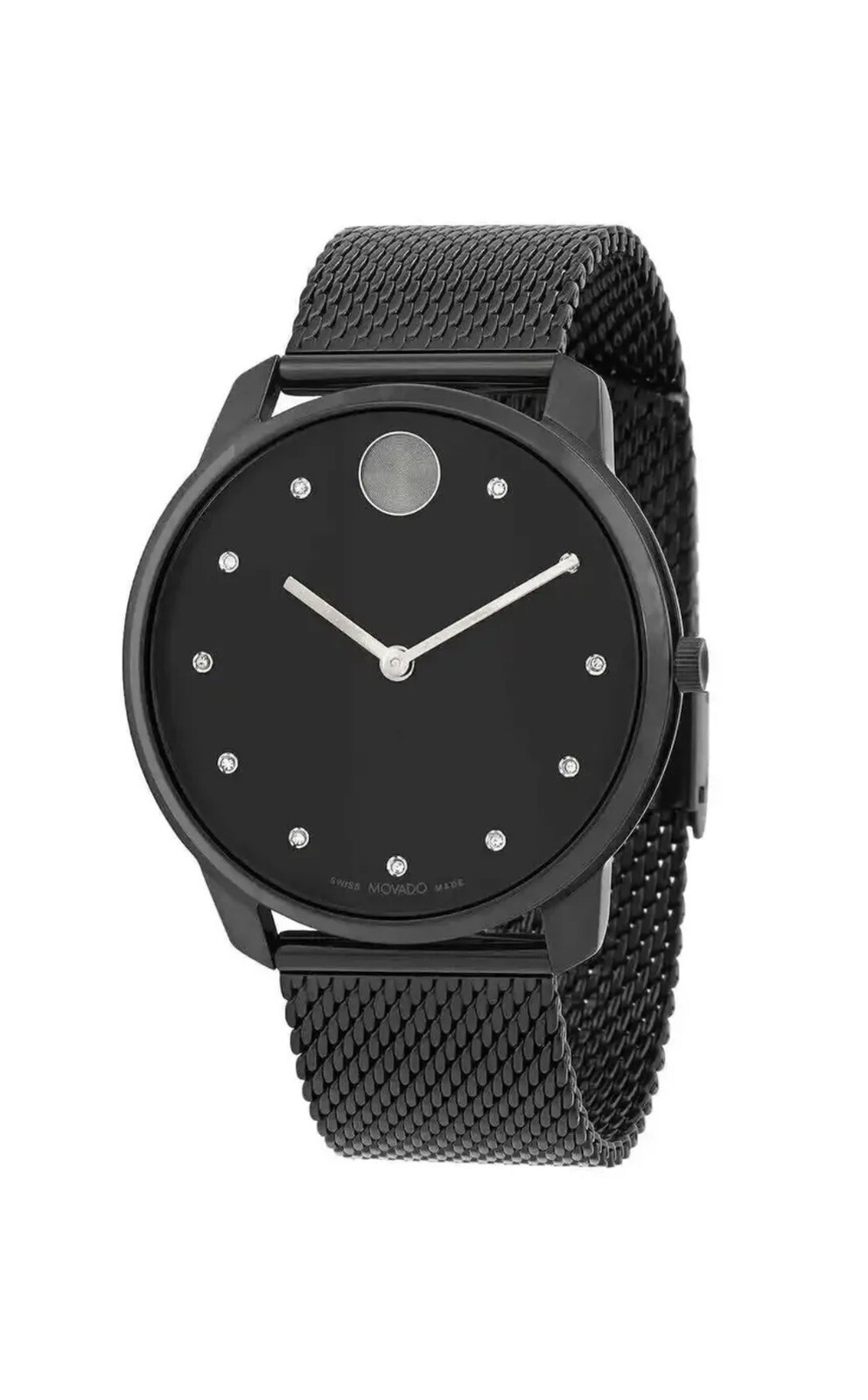 Brand New Movado Bold Thin Men’s Black ION Plated Stainless Steel Watch 3600904