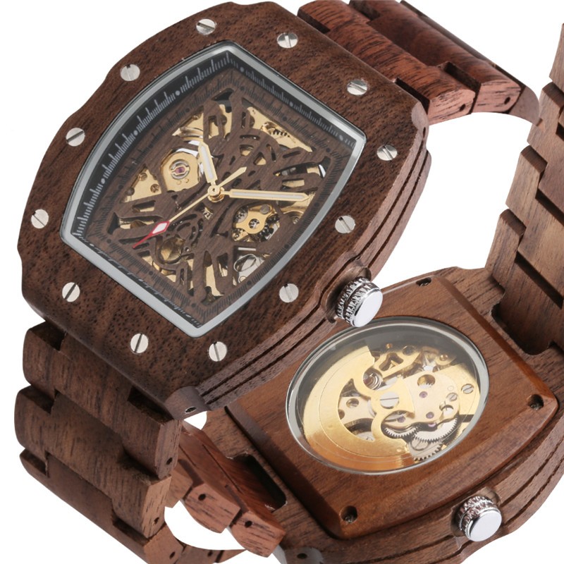 Men’s Handmade Watch Automatic Mechanical Wooden Watches Full Wood Bracelet