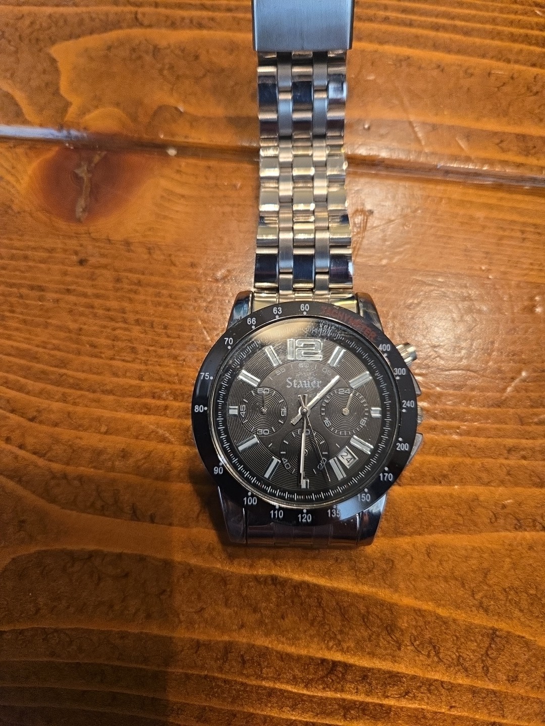 Stauer Jet-Setter Chronograph Stainless Steel And Black Watch | Gift Box #38061