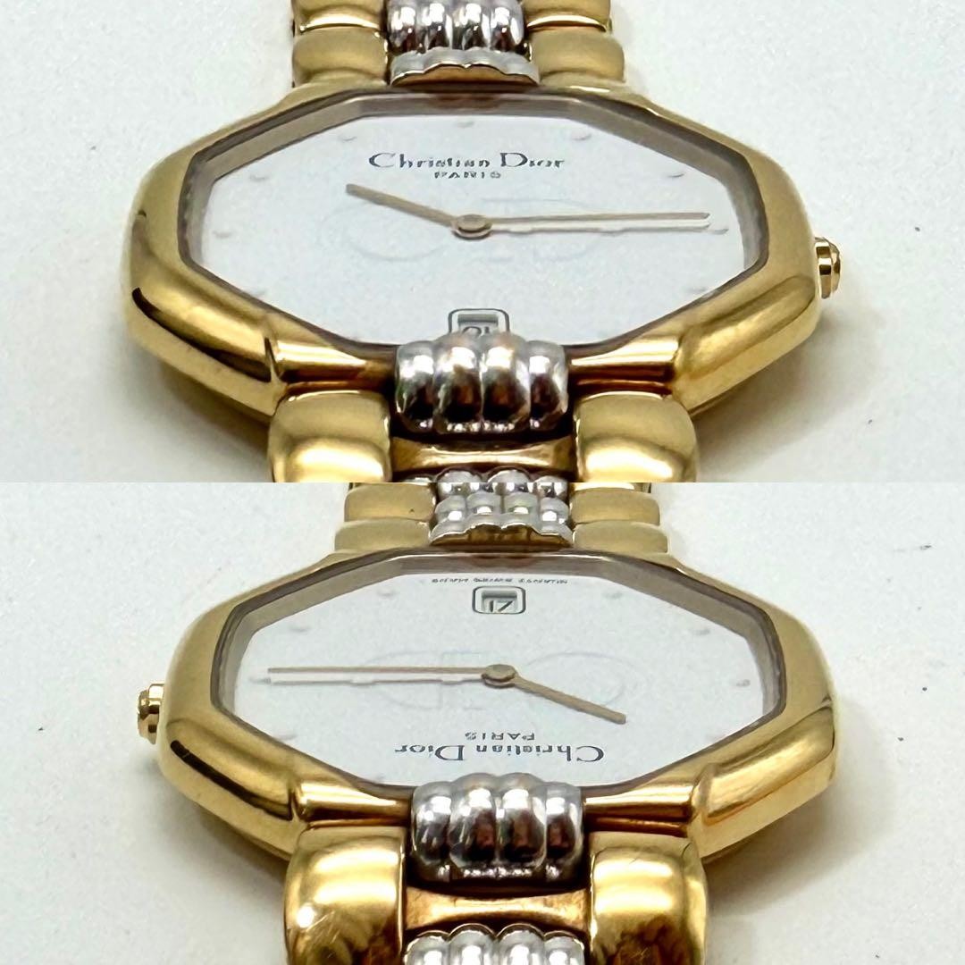 Christian Dior 45.134 Octagonal Gold Combi Date Quartz Watch Japan 0713270