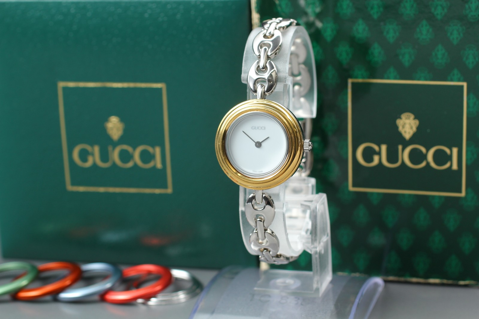 [Near MINT w/Box & paper] GUCCI 11/12.2 Silver Dial 6color Quartz Women’s Watch
