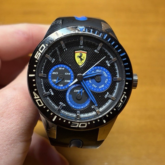 Ferrari Scuderia Sport Quartz Chronograph Date 45mm 50m Black/Blue Rubber