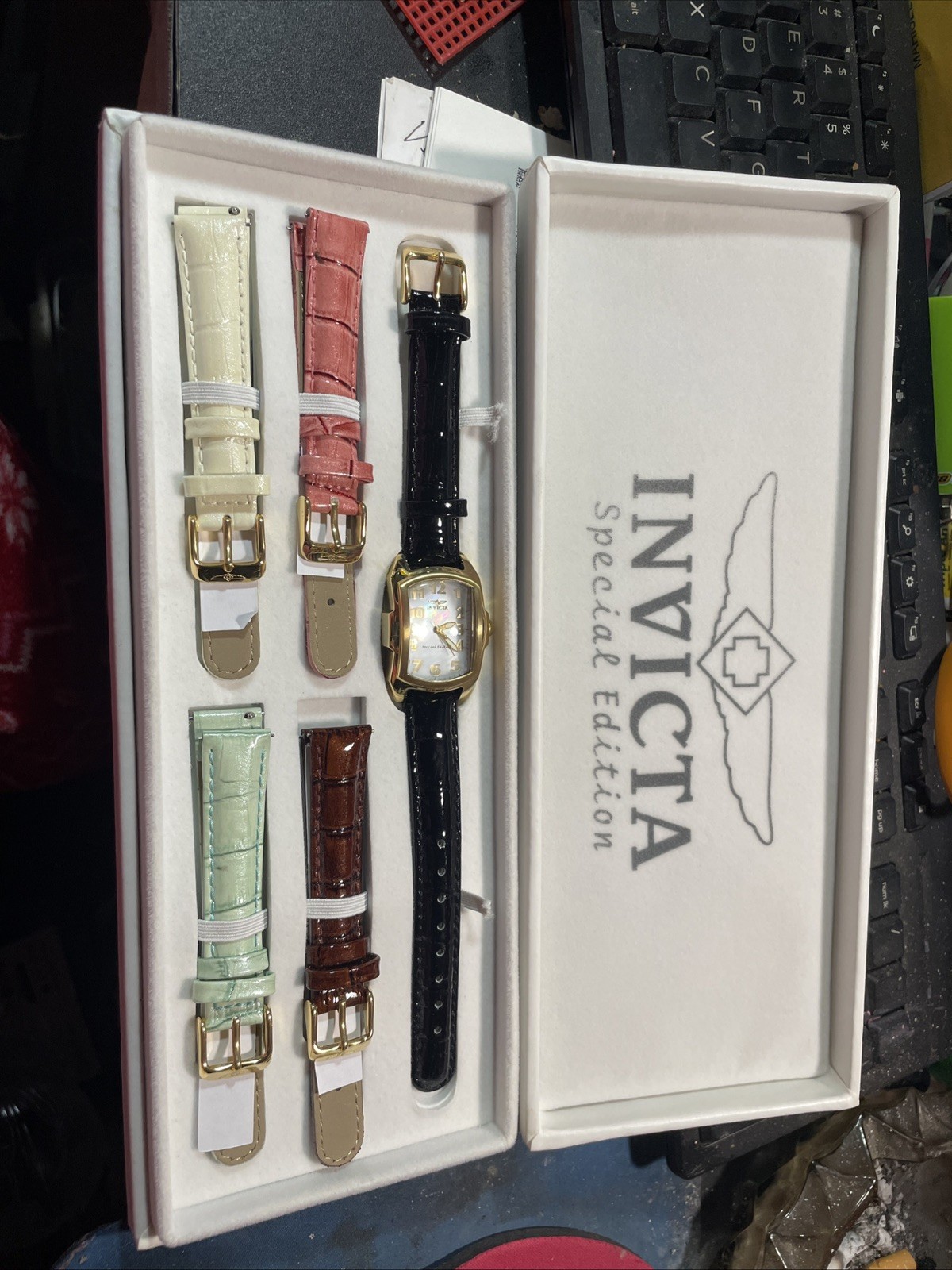 Womens Invicta Lupah Special Edition Gold Tone Watch Tritnite 13834 w/5 Bands