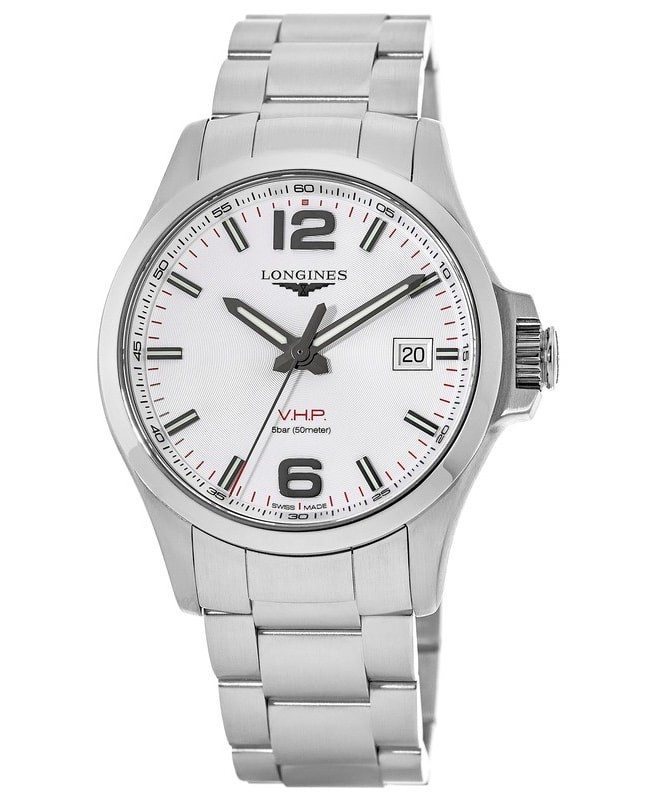 New Longines Conquest V.H.P. 43mm Silver Dial Steel Men’s Watch L3.726.4.76.6