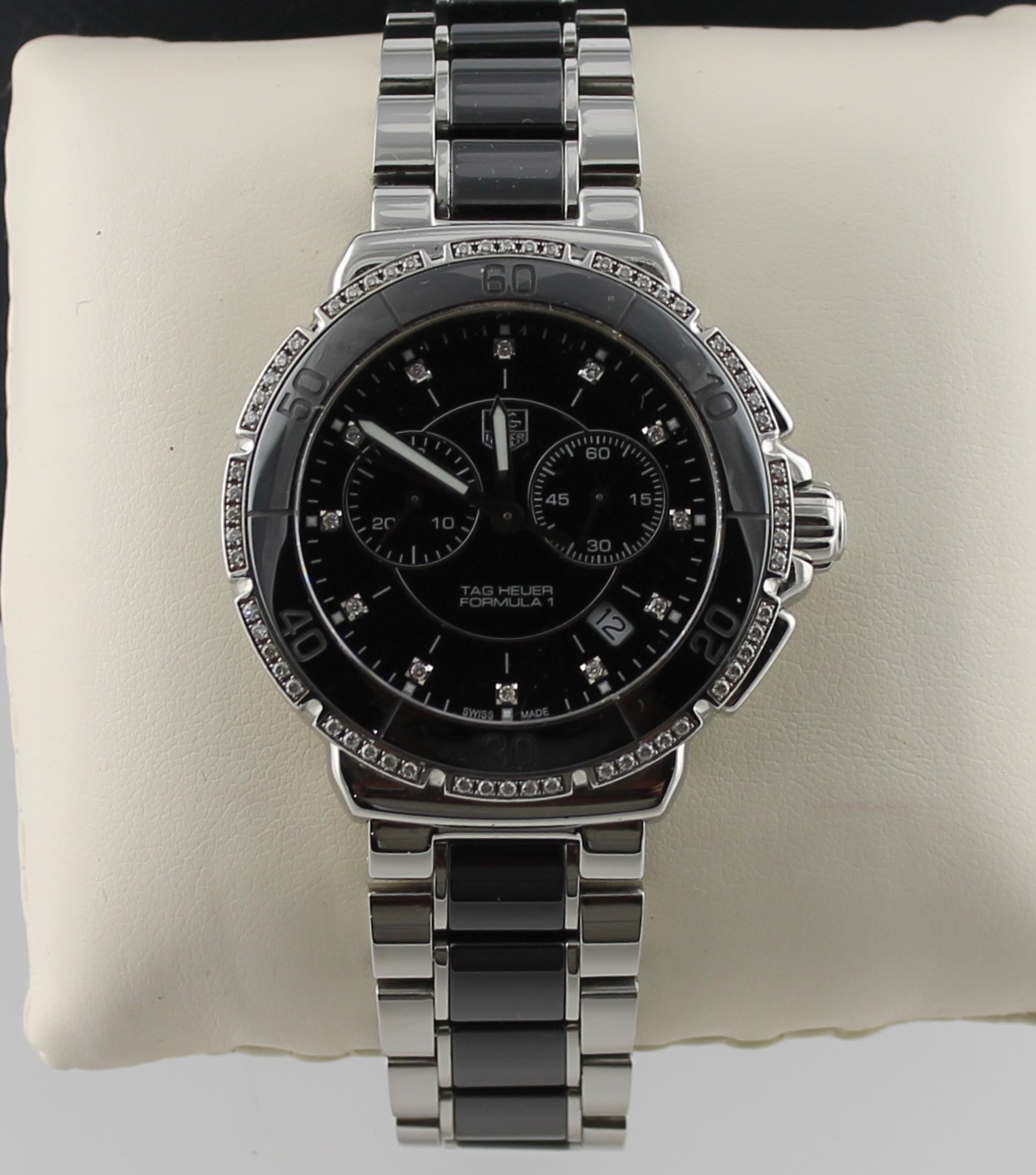 CAH1212.BA0861 TAG Heuer Formula 1 Ladis Chronograph Black Ceramic Diamond Watch