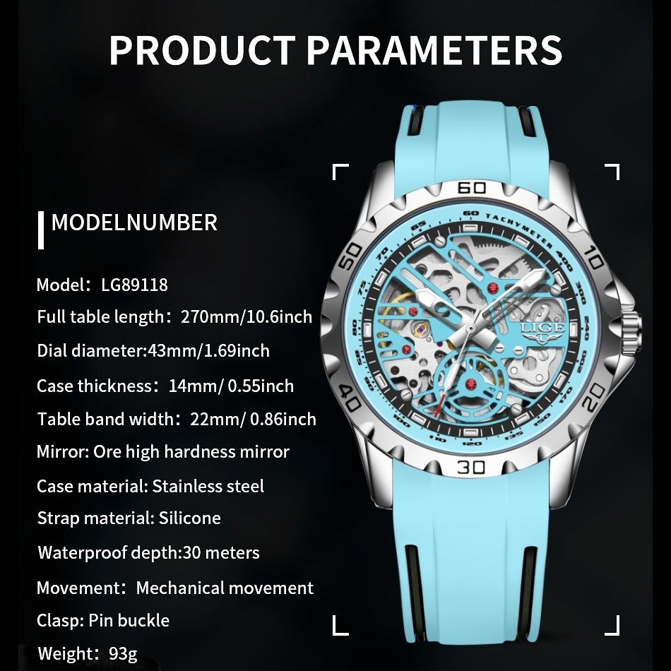 LIGE Men Quartz Watch Automatic Mechanical Steel Casual Business Male Wristwatch