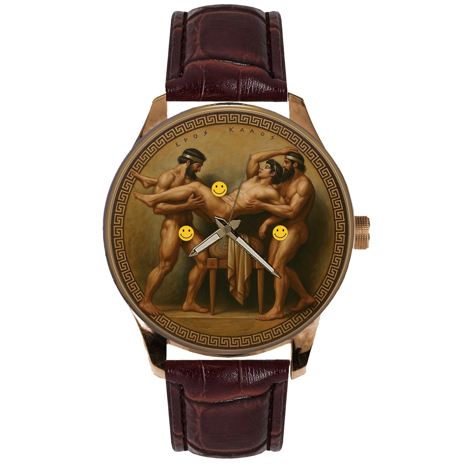 ANCIENT GAY HOMOEROTIC GREEK WRESTLING ART SOLID BRASS COLLECTIBLE GIFT WATCH