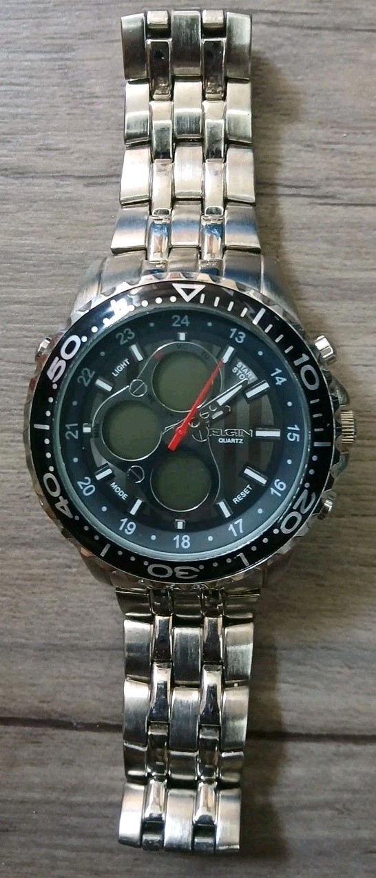 Elgin – Digital & Analog MZB Men Stainless Watch – SR626SW Japan Movement – Mint