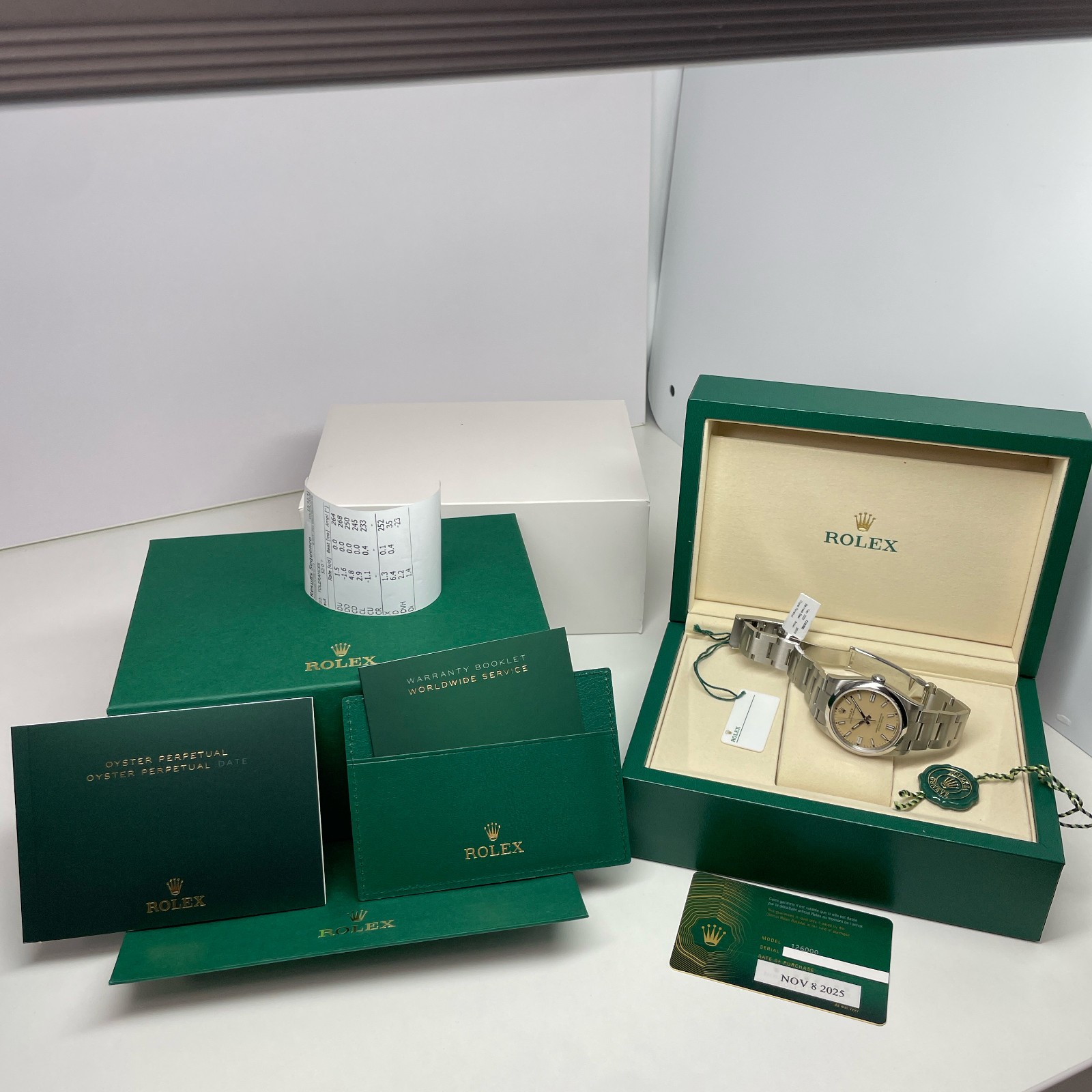 Rolex Oyster Perpetual Automatic 36mm Beige Dial Watch 126000 Oystersteel