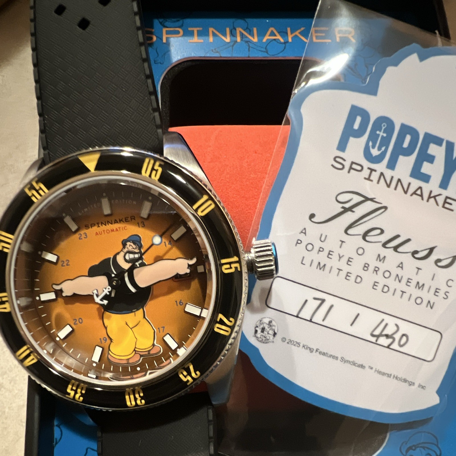 Spinnaker Fleuss Popeye Automatic Limited Edition Diver 43mm w/ Box & Papers