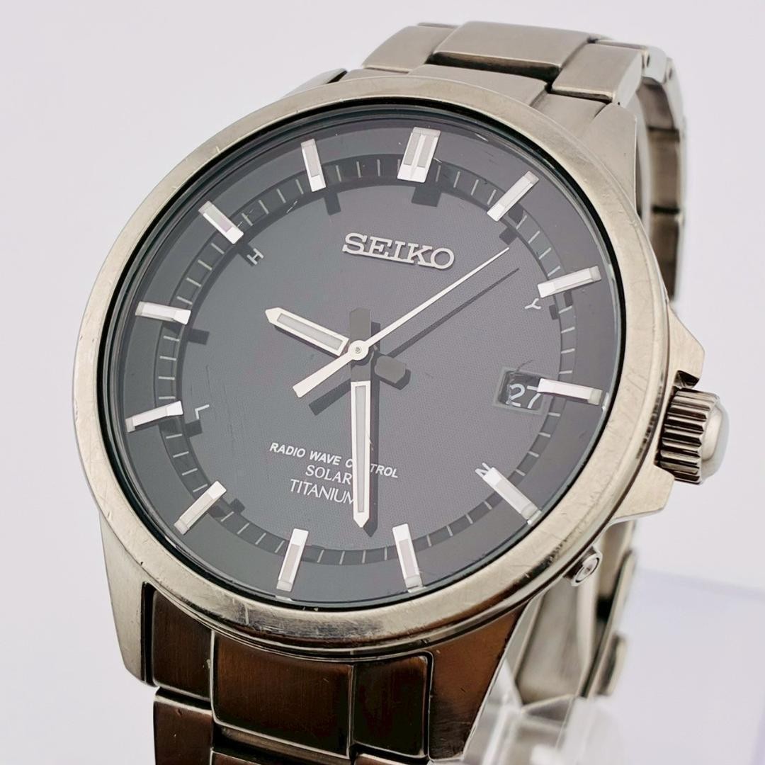 SEIKO Solar Radio Men’s Wristwatch Date 7B52-0AD0