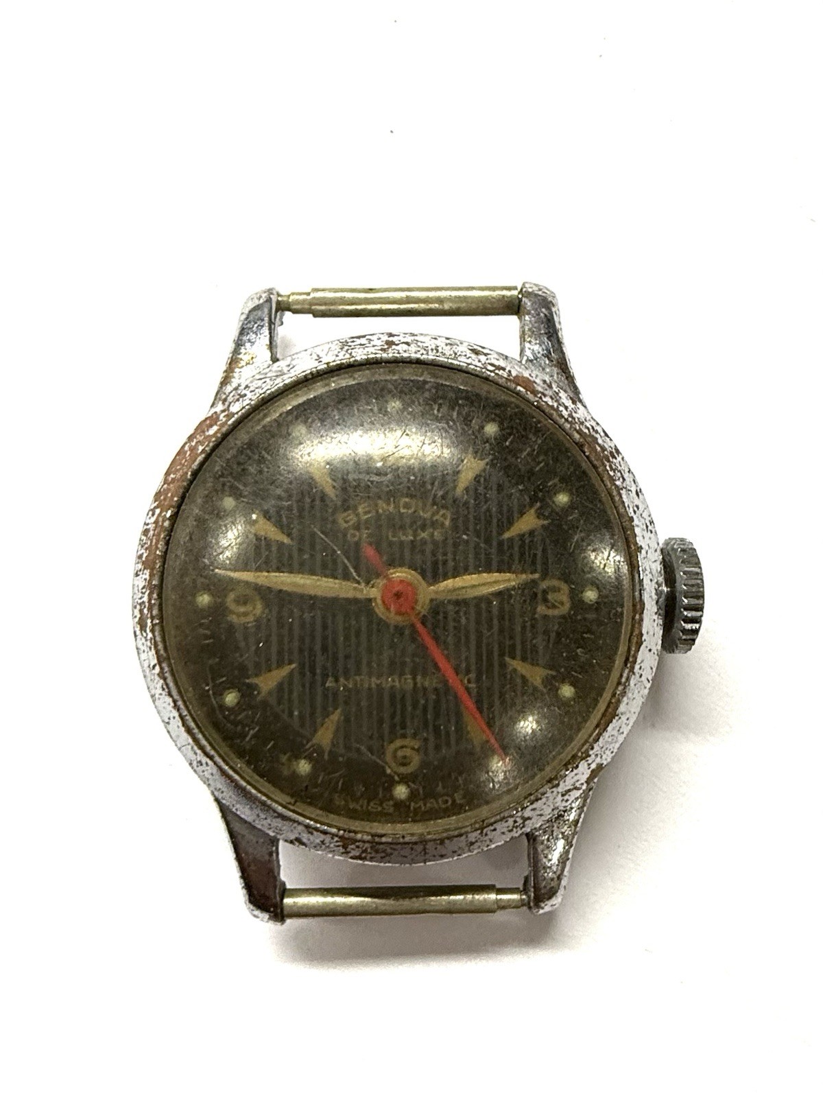 Vintage GENOVA DELUXE MEN’S SWISS WATCH 1JEWEL FOR REPAIR SWISS ANTIMAGNETIC