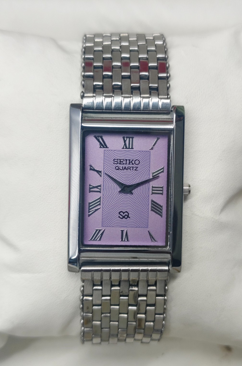 Vintage Refurbished Seiko Slim Tank Purple Quartz Japan Men s Wrist Watch