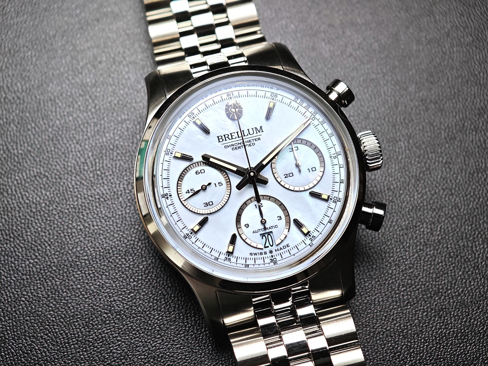 Brellum Duobox 39 Blue Mother of Pearl COSC Chronograph Full Set 14 of 46