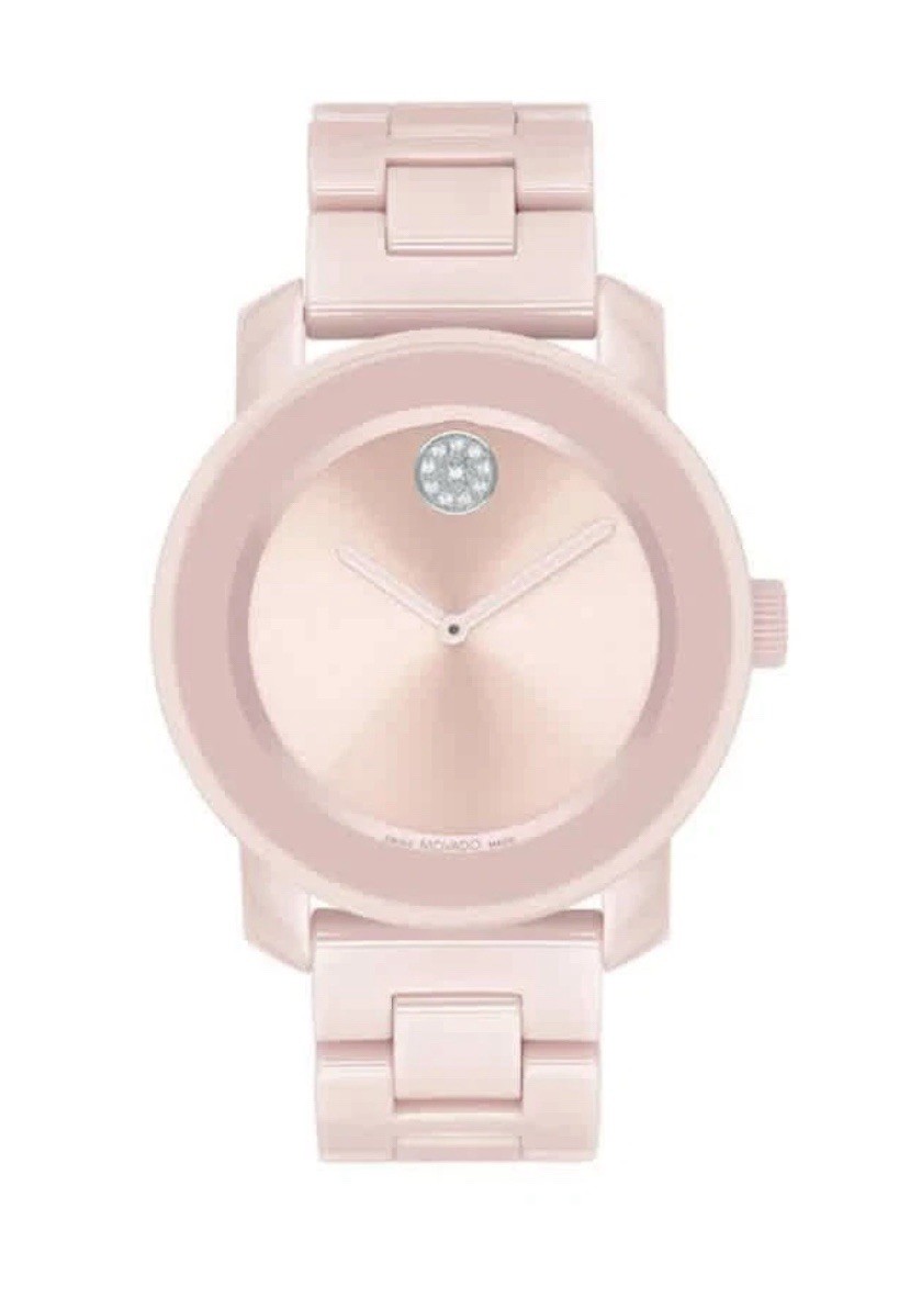 Brand New Movado Bold Women’s Pink Dial Ceramic Watch 3600804