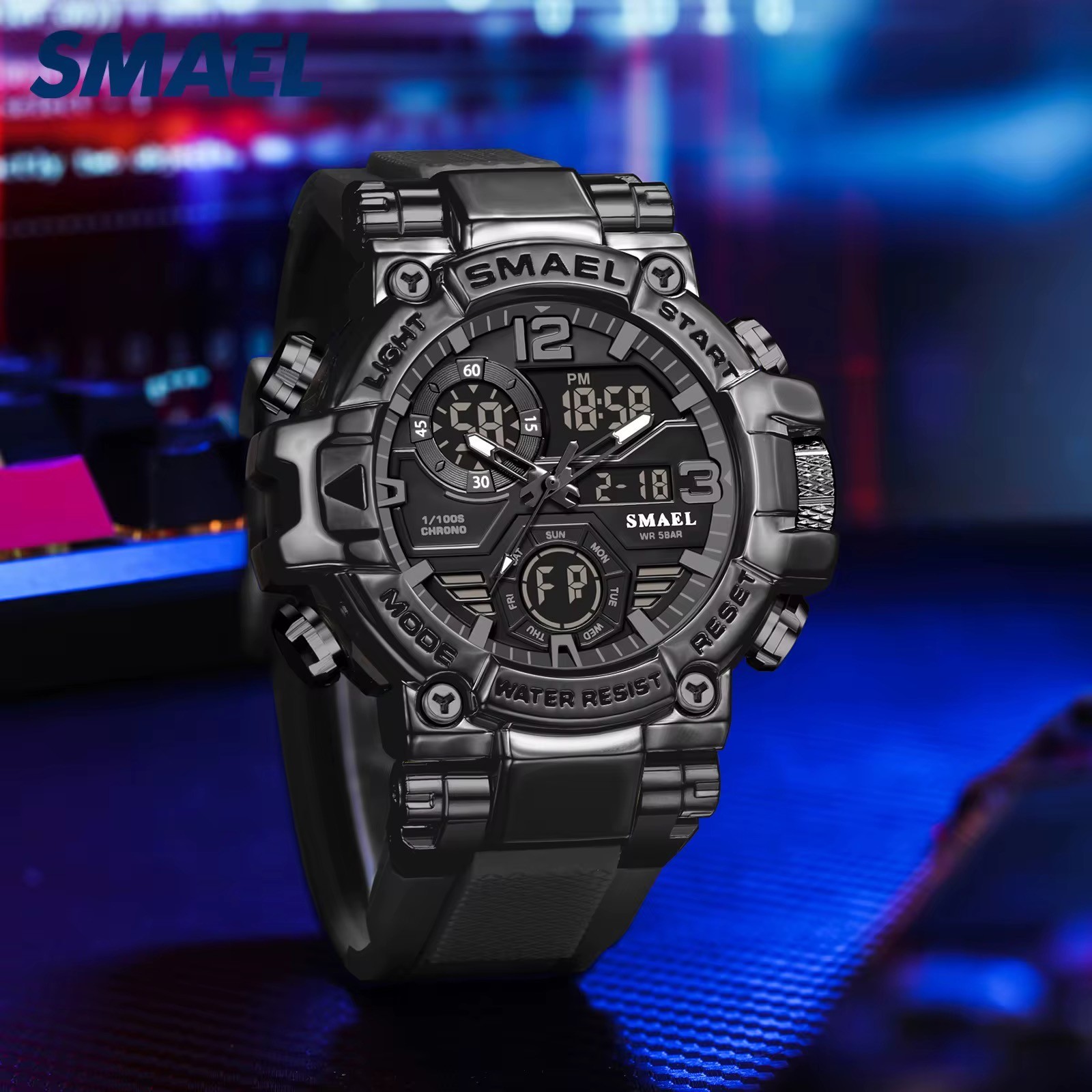 Oversized Chronograph Waterproof Digital Sport Shock Resistant WRIST WATCH 55mm