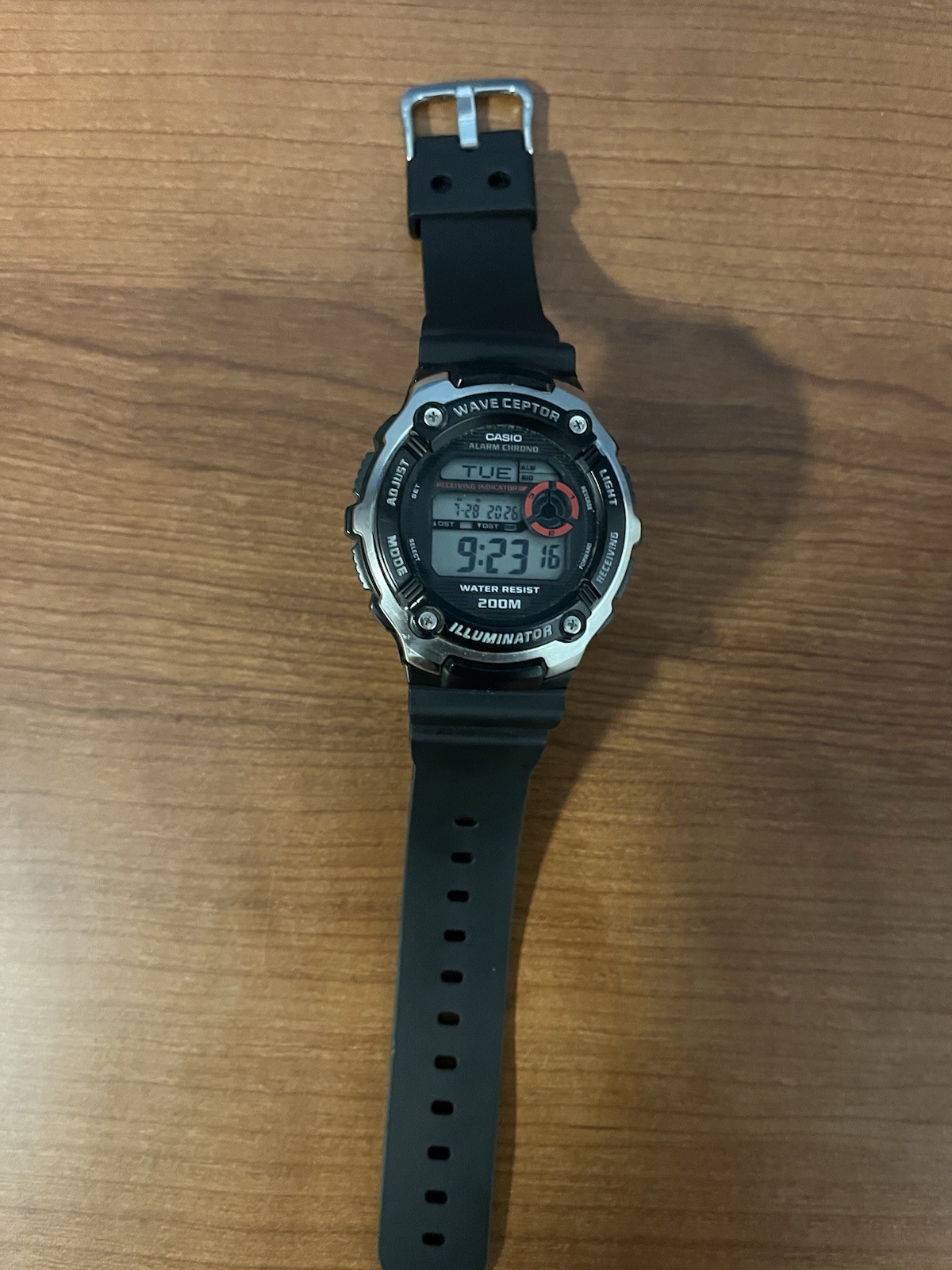 Casio Wave Ceptor 200M Atomic Digital Men’s Watch Alarm Chrono Black Resin