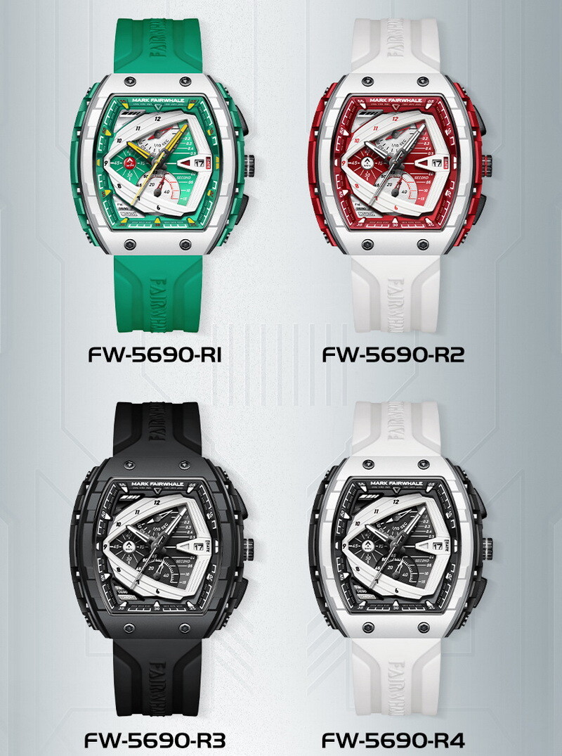 MARK FAIRWHALE Barrel Calendar Luminous Multifunction Chronograph Quartz Watch