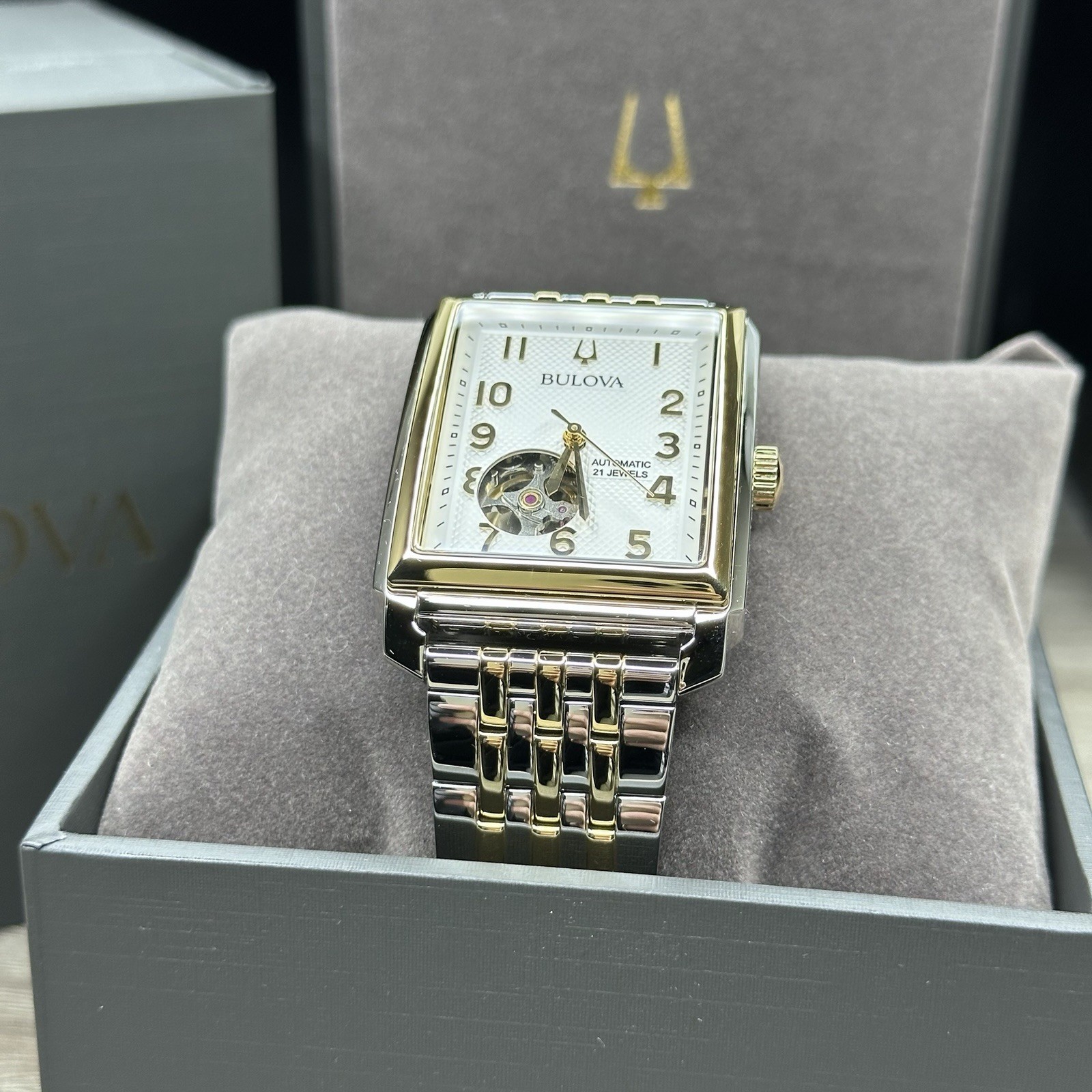 NEW✅AUTOMATIC✅ Bulova Sutton Rectangle Two-Tone 33mm Men’s Watch 98A308 $595