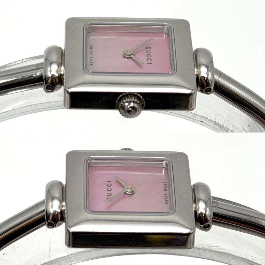 Gucci 1900L Pink Shell Square Bangle Watch Japan Quartz Working 0713265