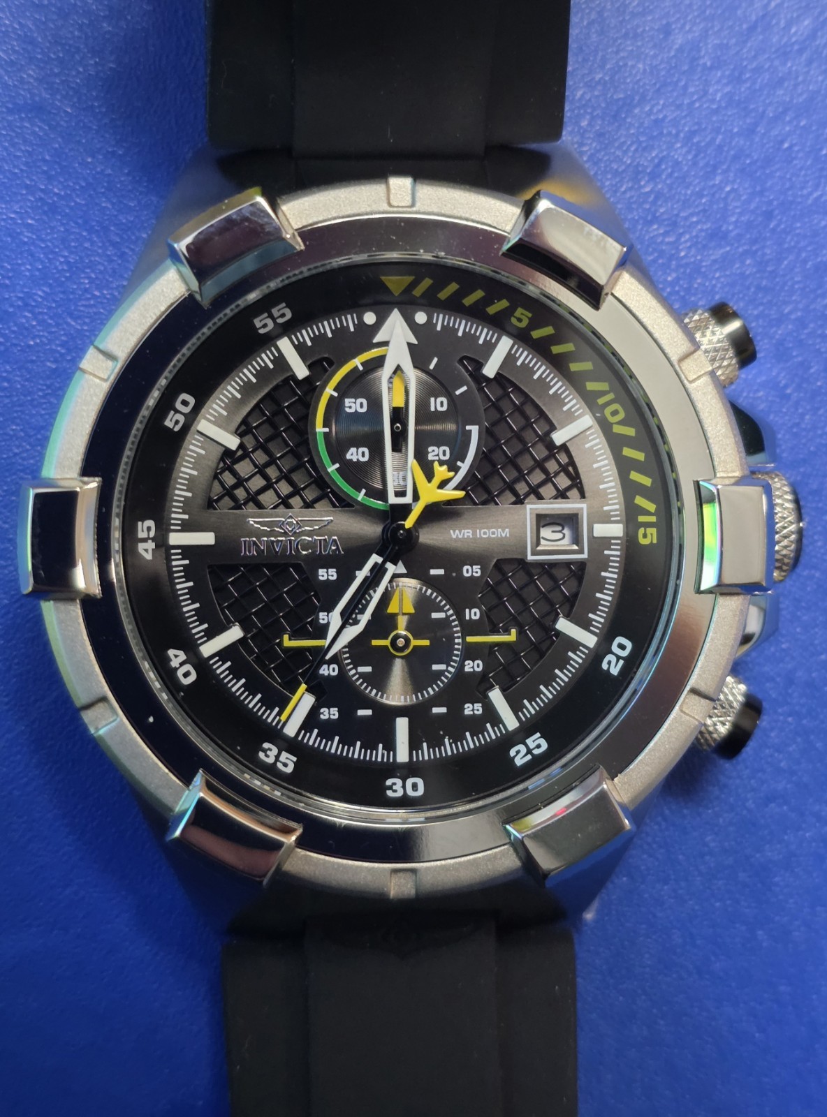 Invicta Aviator JetFrame Watch 50mm- Carbon Fiber Aviator dial & Black Silcone