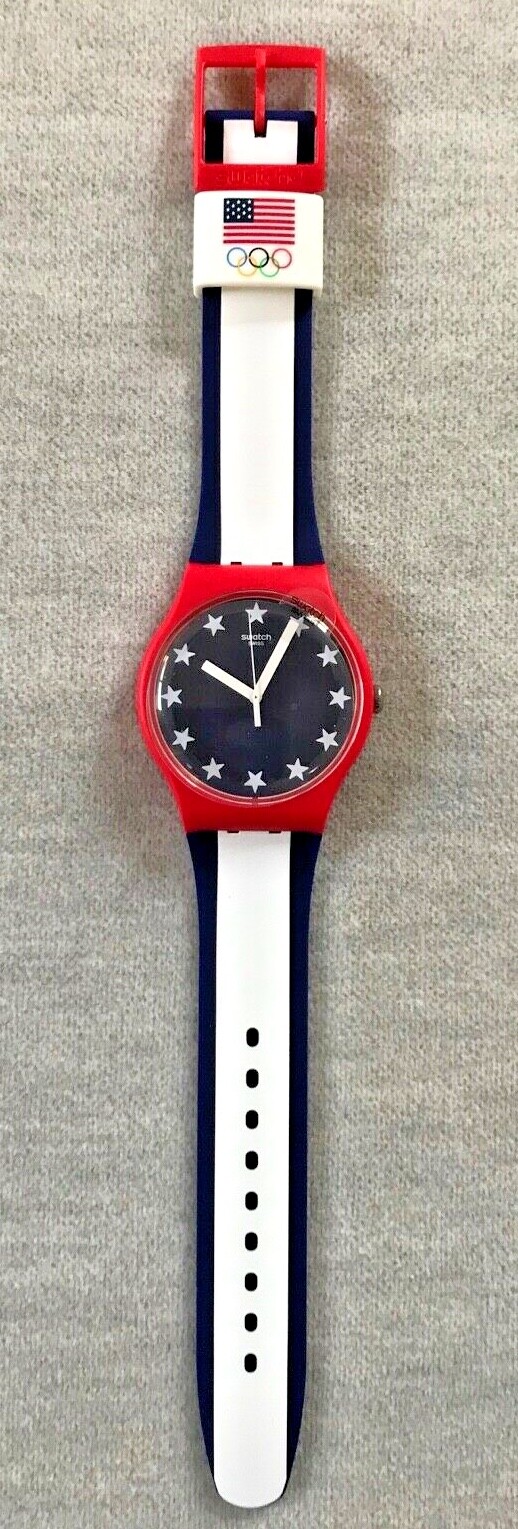 Swatch USA Olympic Special – Red White & Blue – SUOZ241 – 2016 – Mint Condition