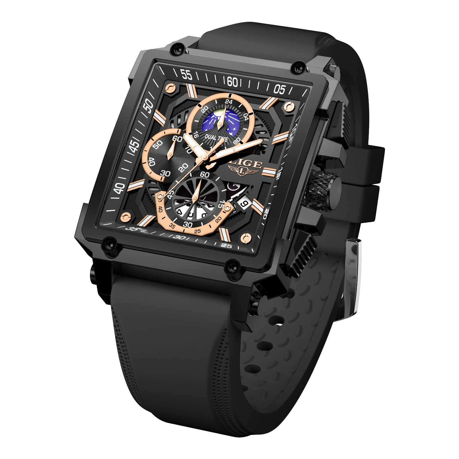 2025 Men’s Sports Watch 3ATM Waterproof Luminous Date Military Square Wristwatch