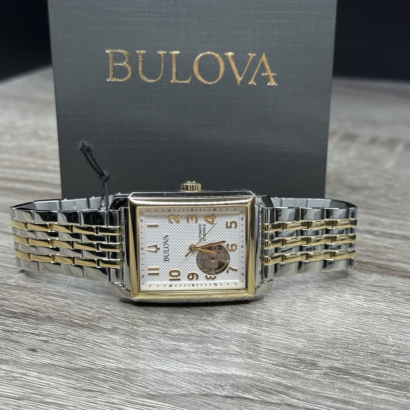 NEW✅AUTOMATIC✅ Bulova Sutton Rectangle Two-Tone 33mm Men’s Watch 98A308 $595
