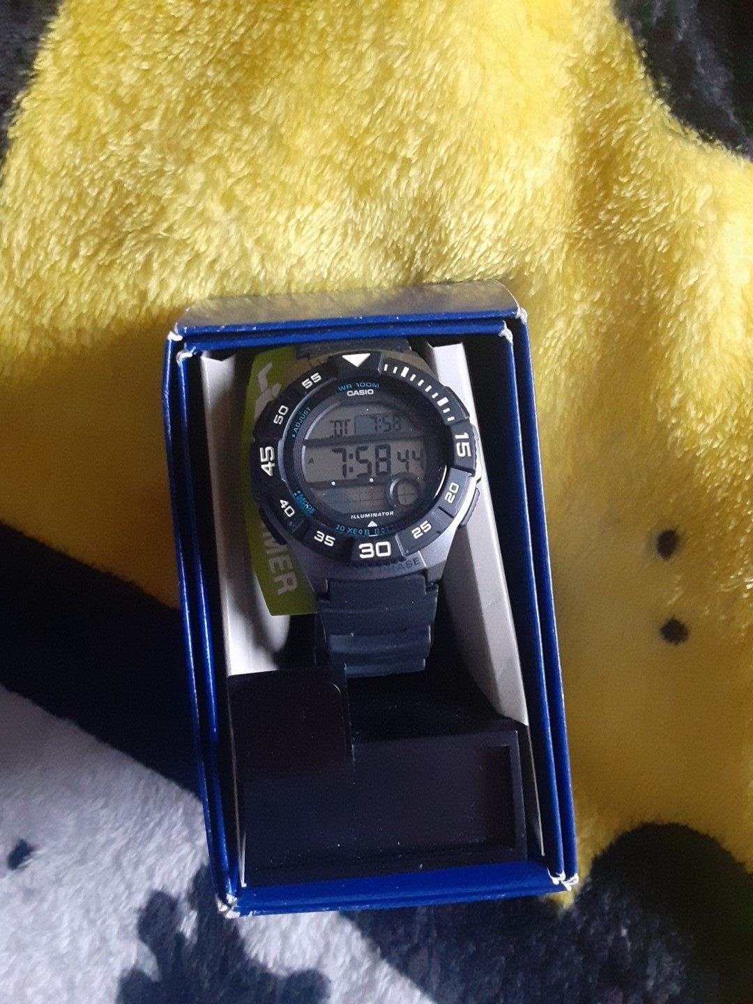 Casio WR Mens Digital MOON PHASE Watch Plastic Band W/Orange BackLight NEW
