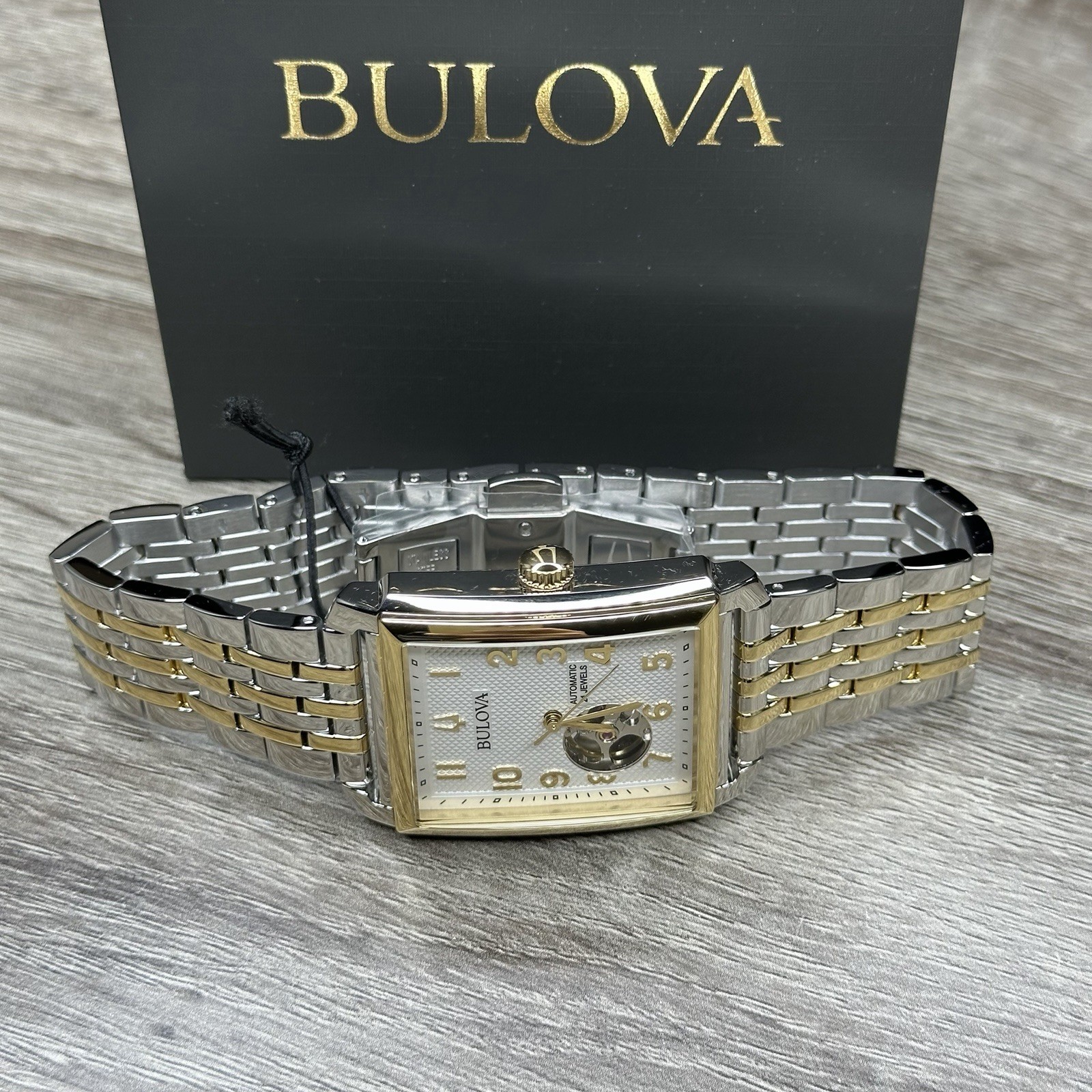 NEW✅AUTOMATIC✅ Bulova Sutton Rectangle Two-Tone 33mm Men’s Watch 98A308 $595
