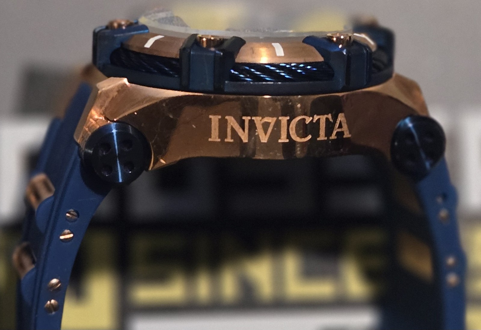 Invicta Bolt Men’s Quartz Chronograph Blue Dial Silicone Strap 52mm 200m