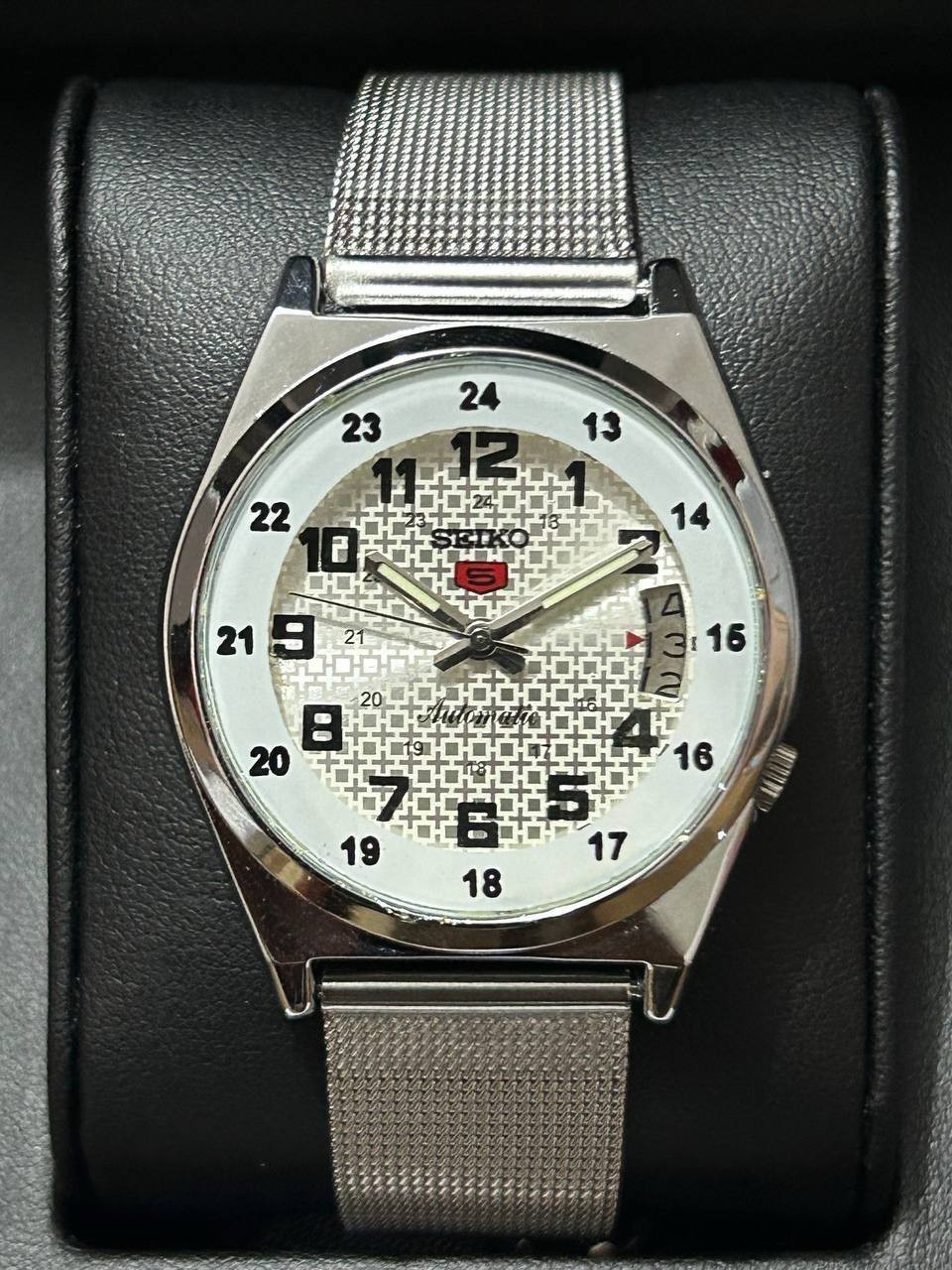 Vintage Refurbished Seiko Automatic Silver Dial D/D Men Wrist Watch 36MM