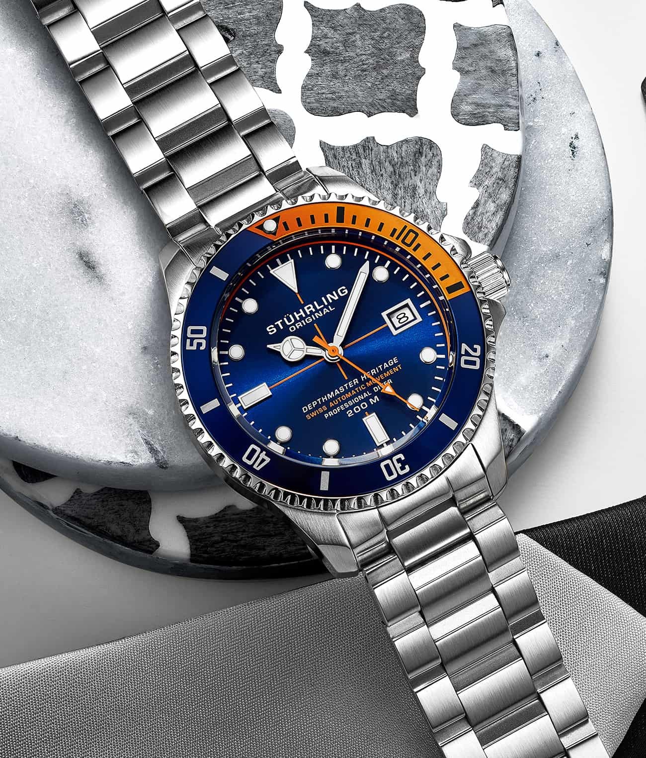 Aquadiver Blue Dial / Silver Stainless Steel Orange | Blue Dial Wristwatch 883H.