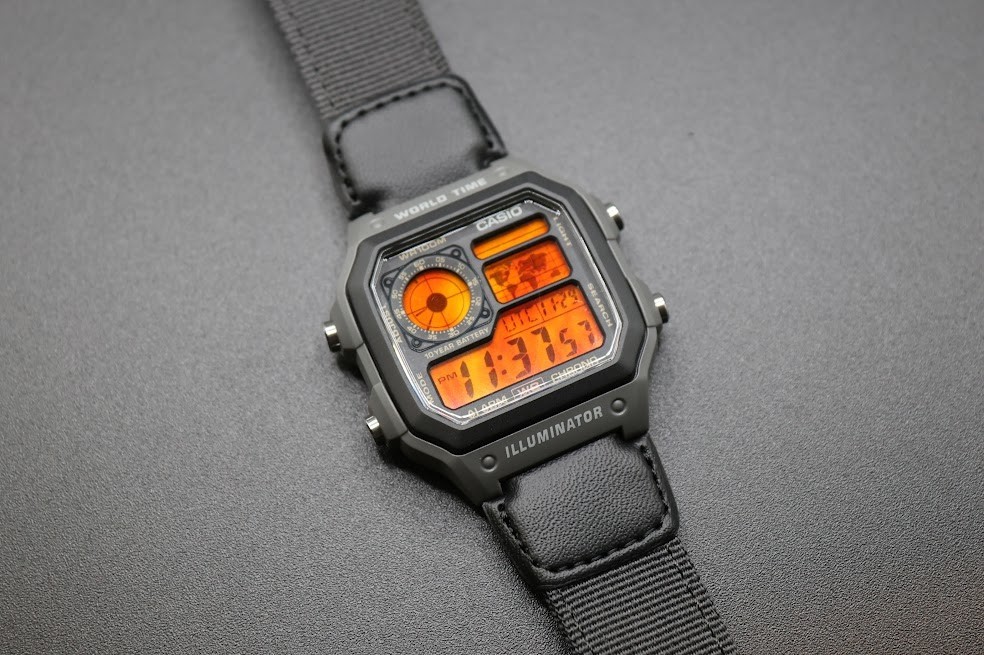 Nuclear Flame | Casio Digital Sport Royale AE-1200WHUB | World Time Watch | Mod