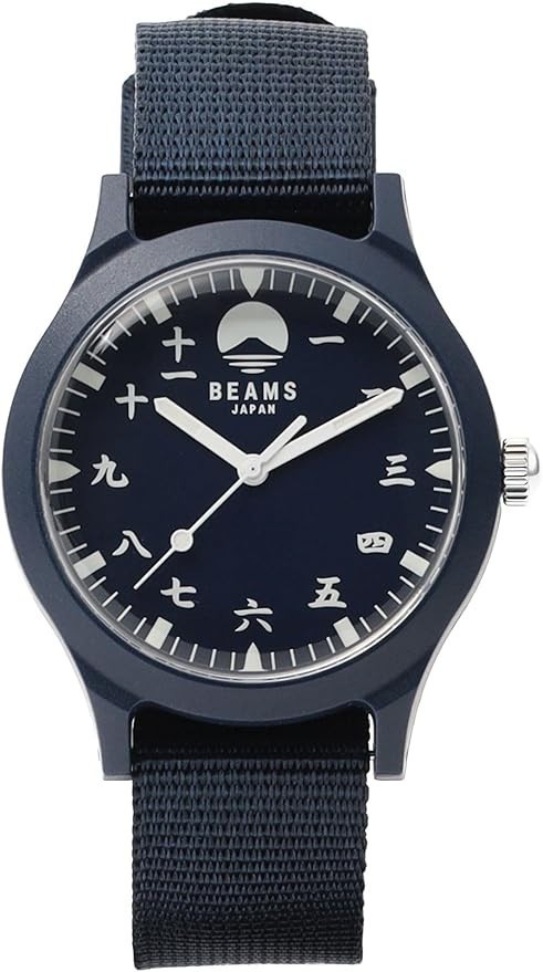 Official BEAMS JAPAN Kanji Index Watch Indigo Navy Mt. Fuji Logo NEW