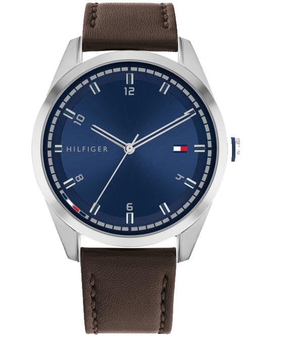TOMMY HILFIGER GRIFFIN 1710458 BLUE DIAL BROWN LEATHER STRAP 43MM MENS WATCH
