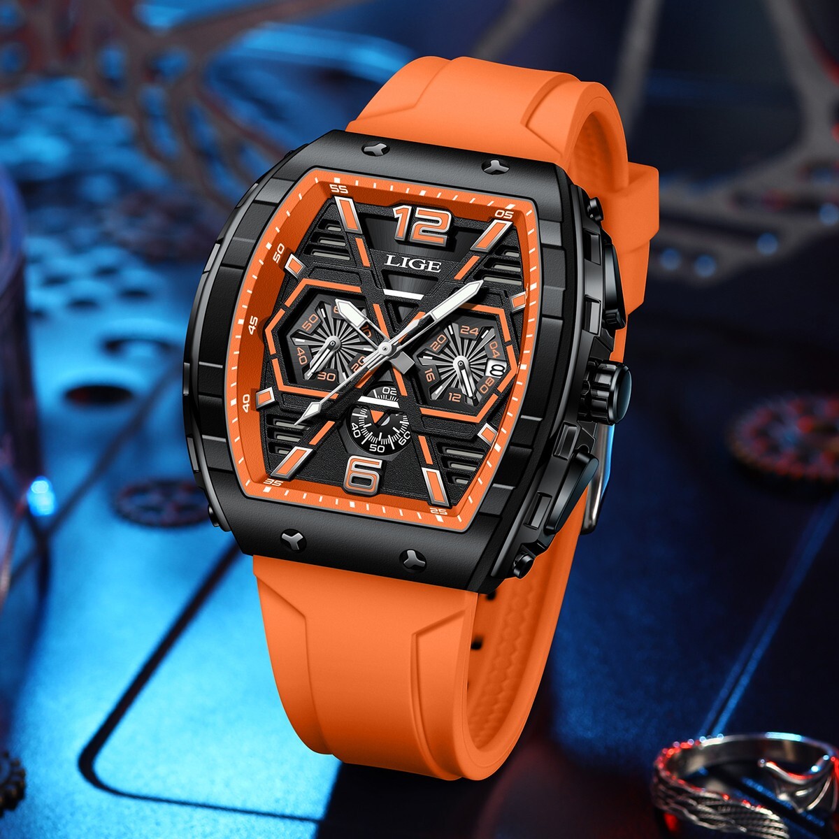 Mens Big Watch Quartz Date Chronograph Luminous Waterproof Sport Wristwatch Gift